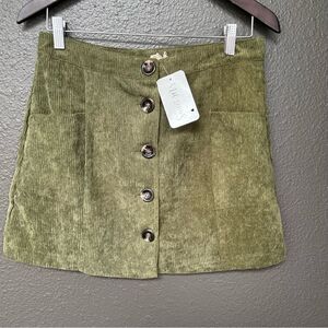 Hem & Thread Olive Button Front Skirt